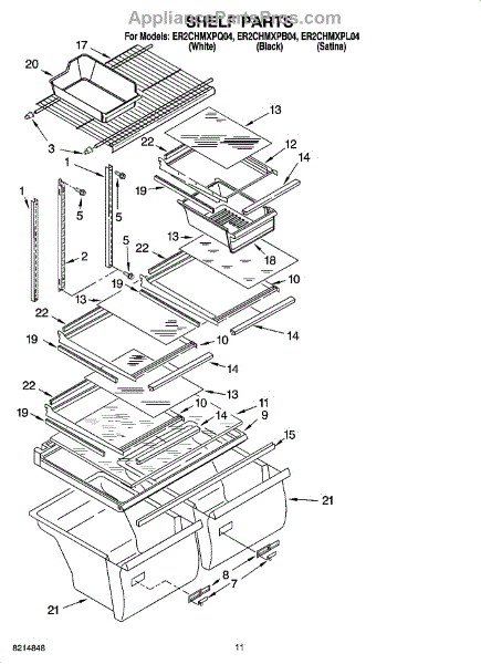 Parts for Whirlpool ER2CHMXPB04: Shelf Parts, Optional Parts ...