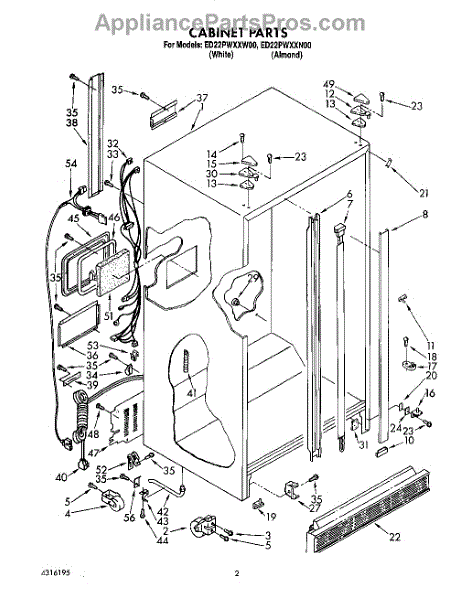 Parts For Whirlpool Ed22pwxxn00: Cabinet Parts - Appliancepartspros.com