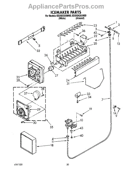 Parts for Whirlpool ED25DQXAN00: Icemaker, Lit / Optional Parts ...