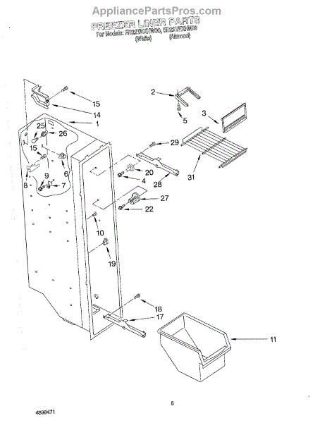 Parts for Whirlpool ED22TEXHW00: Freezer Liner Parts ...