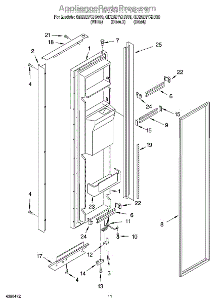 Parts for Whirlpool GD25BFCHT00: Freezer Door Parts ...