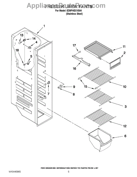Parts for Whirlpool ED5FHEXVS04: Freezer Liner Parts ...