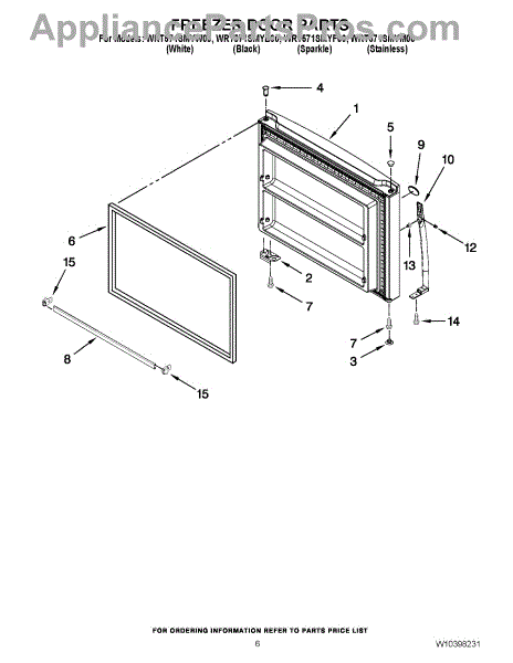 Parts for Whirlpool WRT571SMYM00: Freezer Door Parts ...