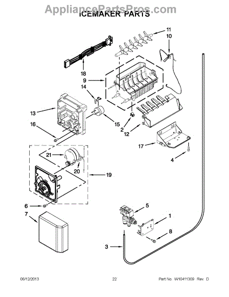 Parts for Whirlpool WSF26C3EXW01: Icemaker Parts - AppliancePartsPros.com