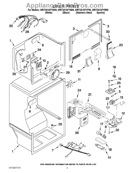 Parts for Whirlpool WRT351SFYB00: Liner Parts - AppliancePartsPros.com