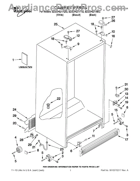 Parts for Whirlpool ED2CHQXVQ02: Cabinet Parts - AppliancePartsPros.com