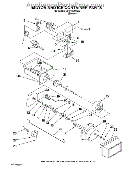 Parts for Whirlpool ED2FHEXVS02: Motor and Ice Container Parts ...