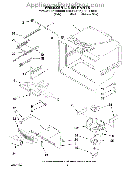 Parts for Whirlpool GB2FHDXWQ01: Freezer Liner Parts ...