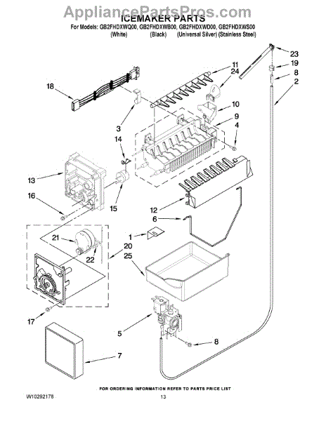 Parts for Whirlpool GB2FHDXWQ00: Icemaker Parts - AppliancePartsPros.com