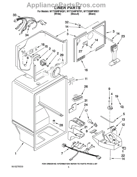 Parts for Whirlpool W1TXNMFWQ01: Liner Parts - AppliancePartsPros.com