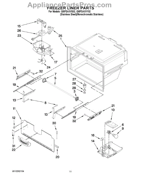 Parts for Whirlpool GI5FSAXVY02: Freezer Liner Parts ...