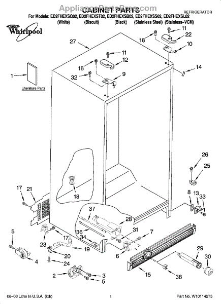 Parts for Whirlpool ED2FHEXSS02: Cabinet Parts - AppliancePartsPros.com