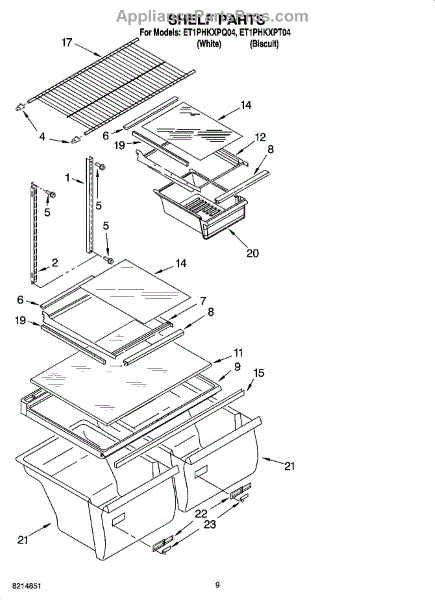 Parts for Whirlpool ET1PHKXPQ04: Shelf Parts, Optional Parts ...