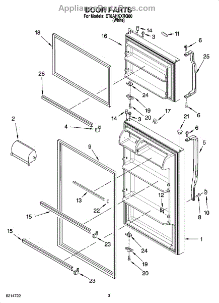 Parts for Whirlpool ET8AHKXRQ00: Door Parts - AppliancePartsPros.com