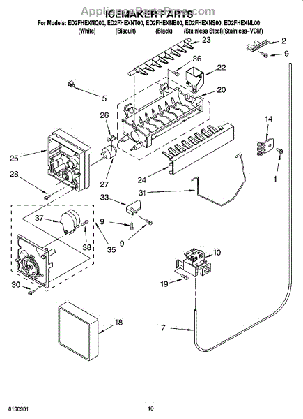 Parts for Whirlpool ED2FHEXNQ00: Icemaker Parts, Optional Parts ...