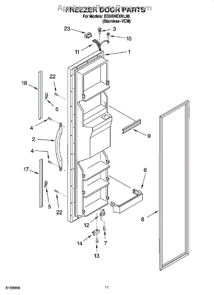 Parts for Whirlpool ED5RHEXNL00: Freezer Door Parts ...