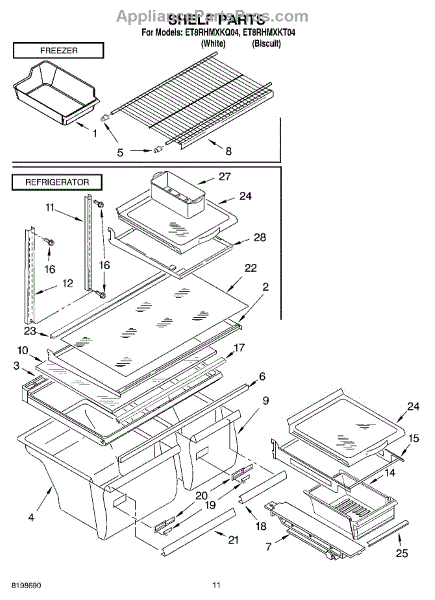 Parts for Whirlpool ET8RHMXKQ04: Shelf Parts, Optional Parts ...