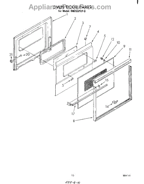 Parts for Whirlpool RM255PXP0: Oven Door Parts - AppliancePartsPros.com