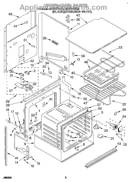 Parts for Whirlpool RB270PXBB0: Upper Oven Parts - AppliancePartsPros.com