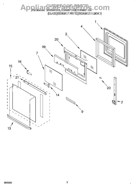 Parts for Whirlpool RBS305PDQ6: Oven Door Parts - AppliancePartsPros.com