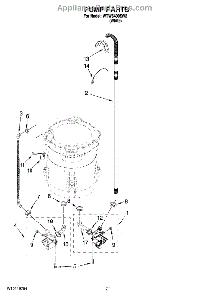 Parts for Whirlpool WTW6400SW2: Pump Parts, Optional Parts (not ...