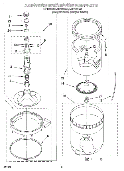 Parts for Whirlpool LXR7144EQ2: Agitator, Basket, and Tub Parts ...