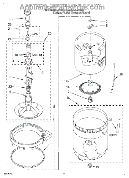 Parts for Whirlpool LSQ9244EQ0: Agitator, Basket and Tub Parts ...