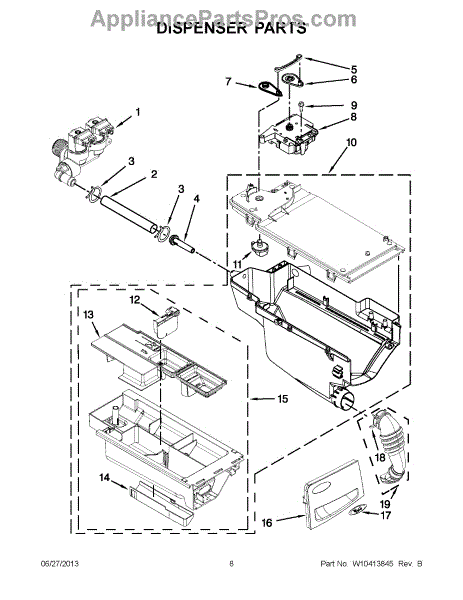 Parts For Whirlpool WFW94HEXW2: Dispenser Parts - AppliancePartsPros.com