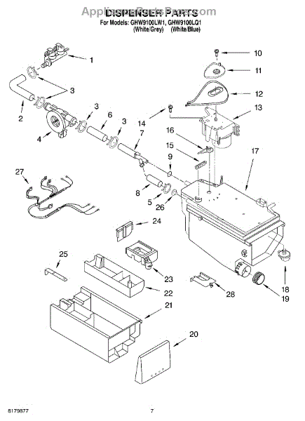 Parts for Whirlpool GHW9100LQ1: Dispenser Parts - AppliancePartsPros.com