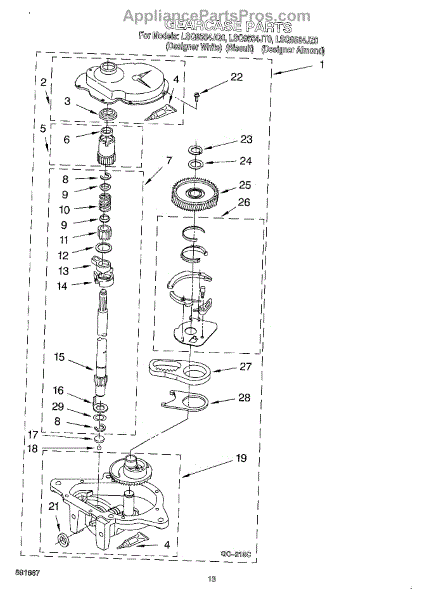 Parts for Whirlpool LSQ9564JQ0: Gearcase Parts - AppliancePartsPros.com