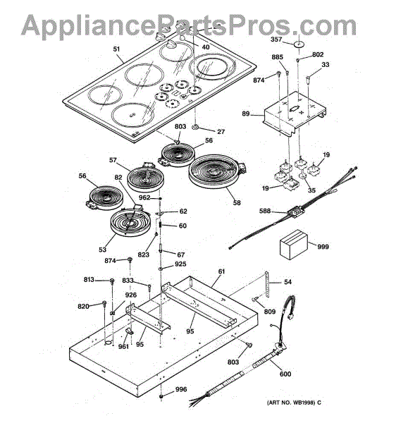 Parts for GE JP660BV1BB: Cooktop Parts - AppliancePartsPros.com