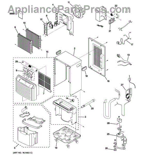 Parts for GE AHG65LKG1: Dehumidifier Parts - AppliancePartsPros.com