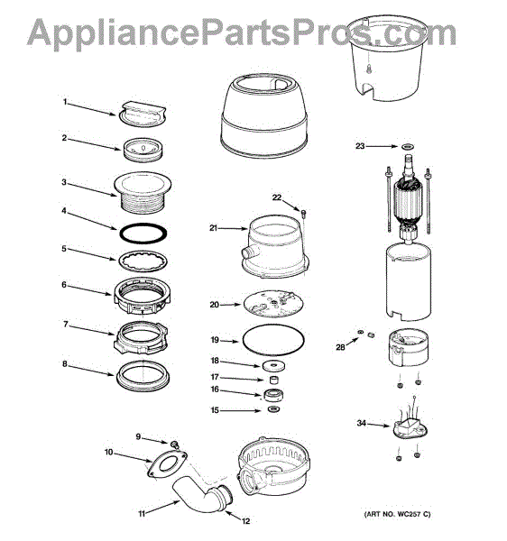 Parts for GE GFC501F-01: Disposer Parts - AppliancePartsPros.com