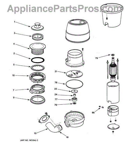 Parts for GE GFC530H-01: Disposer Parts - AppliancePartsPros.com