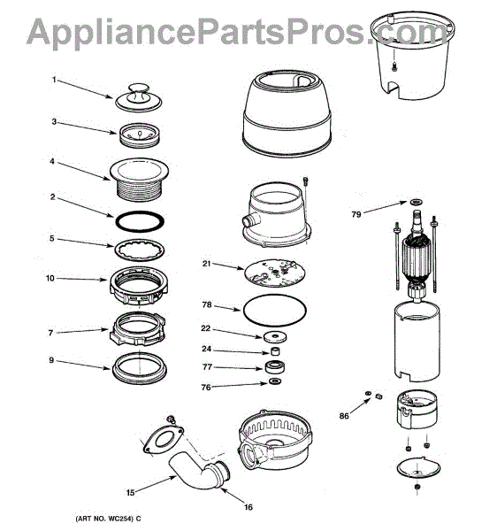 Parts for GE GFC533F-00: Disposer Parts - AppliancePartsPros.com