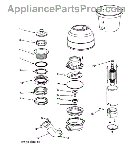 Parts for GE GFC720F-01: Disposer Parts - AppliancePartsPros.com