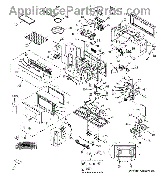 Parts for GE JVM3670SF001: Microwave Parts - AppliancePartsPros.com