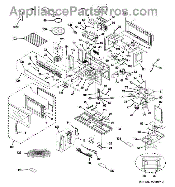 Parts for GE JVM3670BF03 Microwave Parts