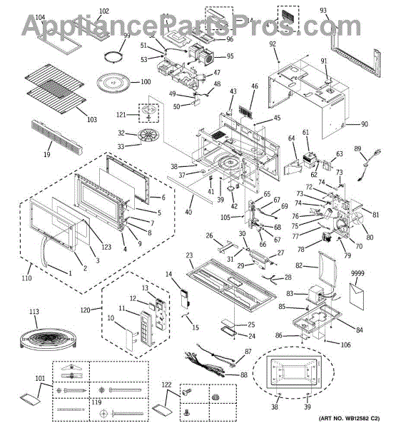 Parts for GE JVM1850CF001: Microwave Parts - AppliancePartsPros.com