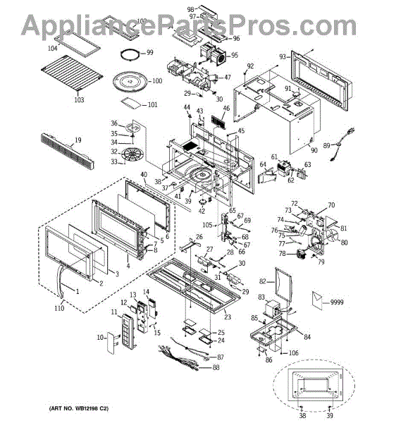 Parts for GE JVM1842BD001: Microwave Parts - AppliancePartsPros.com