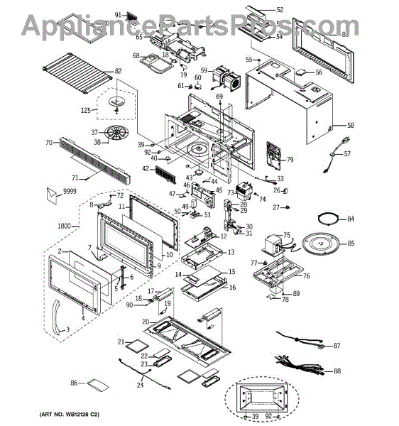 Parts for GE JVM1653WD002 Microwave Parts