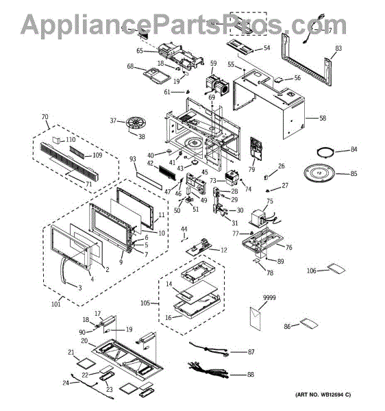 Parts for GE JVM1630WB007: Microwave Parts - AppliancePartsPros.com