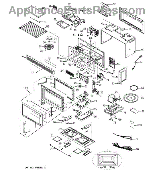 Parts for GE JVM1640BB004: Microwave Parts - AppliancePartsPros.com