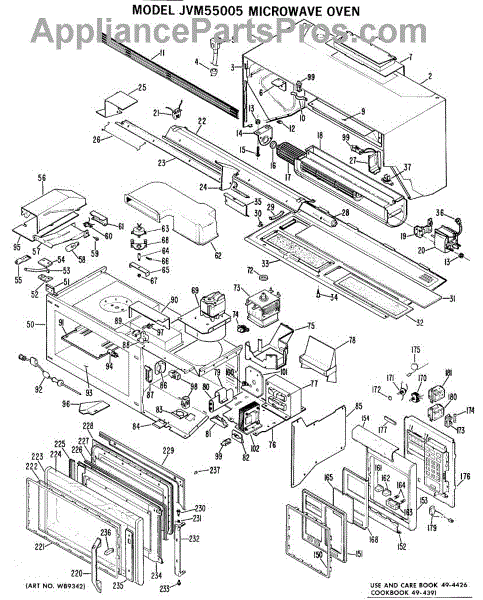 Parts for GE JVM55005: Microwave Oven Parts - AppliancePartsPros.com