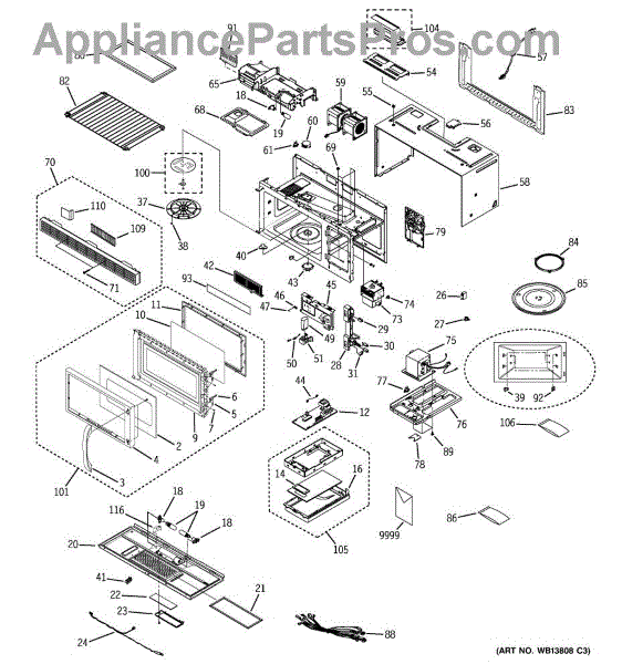 Parts for GE JVM1440SH03: Microwave Parts - AppliancePartsPros.com