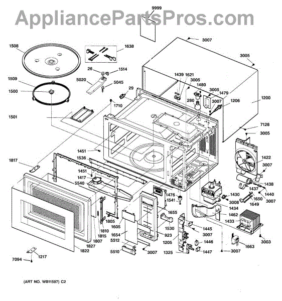 Parts for GE JE1540GV02 Microwave Parts