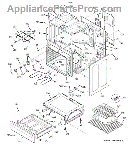 Parts for GE JBP35WK1WW: Body Parts - AppliancePartsPros.com