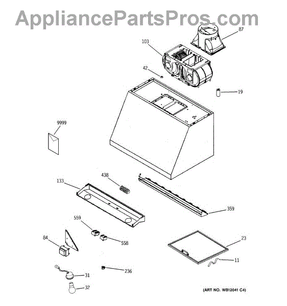 Parts for GE JV966D1SS: Range Hood Parts - AppliancePartsPros.com