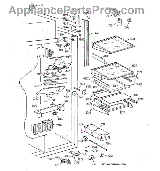 Parts for GE ZISS48DCASS: Fresh Food Section Parts ... frost diagram for chlorine 