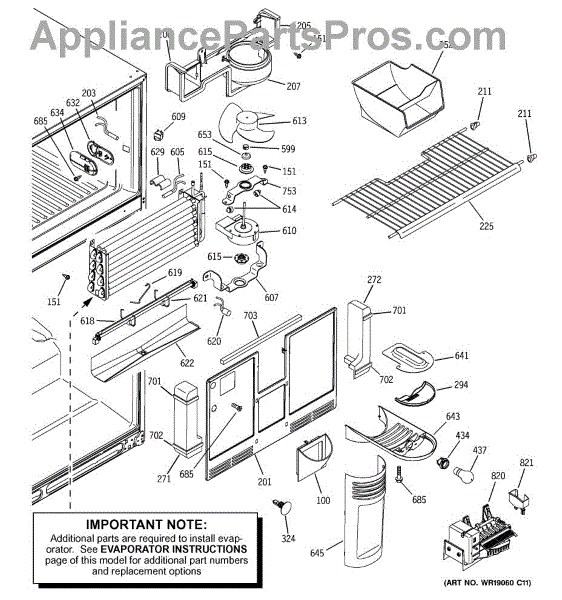 Parts for GE PTS25SHPARBS: Freezer Section Parts - AppliancePartsPros.com